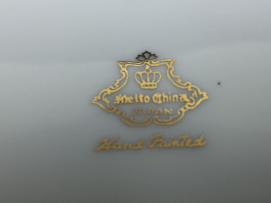 Large China Set Meito China JAPAN Hand Painted White With Gold Rim Monogramed RPM [Photo 3]