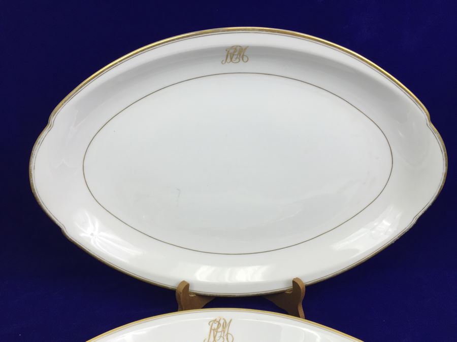 Large China Set Meito China JAPAN Hand Painted White With Gold Rim Monogramed RPM [Photo 41]