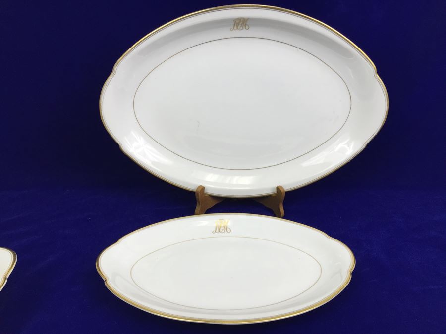 Large China Set Meito China JAPAN Hand Painted White With Gold Rim Monogramed RPM [Photo 43]