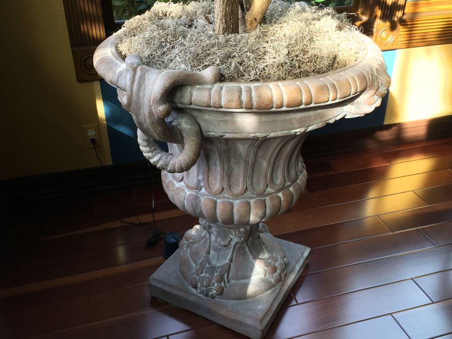 Large Cement Urn With Artificial Tree [Photo 2]