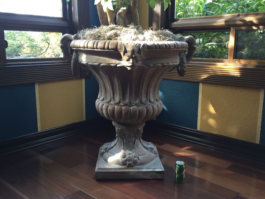 Large Cement Urn With Artificial Tree [Photo 3]
