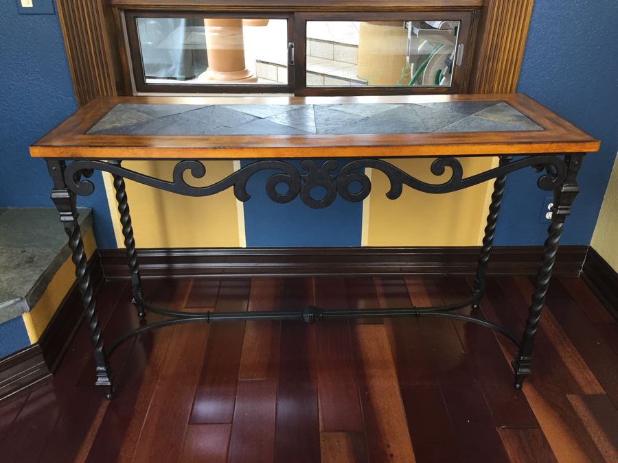 Contemporary Console Table With Slate Top