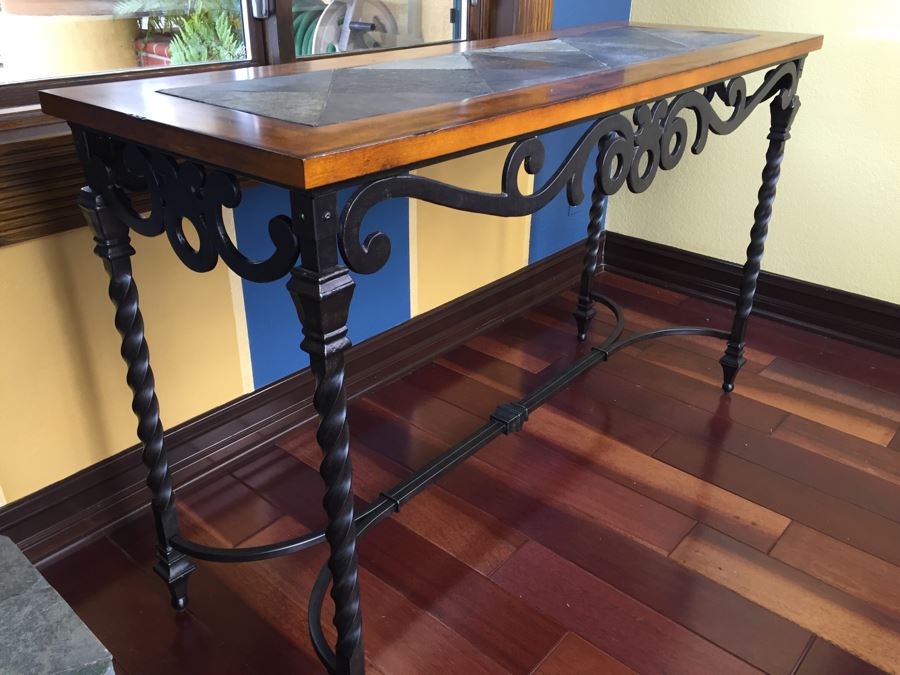 Contemporary Console Table With Slate Top [Photo 2]