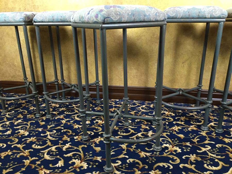 Set Of 5 Custom Wrought Iron Bar Stools With Footrest From Cassidy West (Cedros District Solana Beach) [Photo 8]