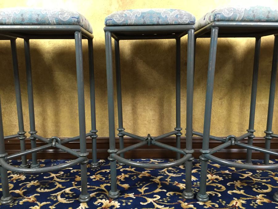 Set Of 5 Custom Wrought Iron Bar Stools With Footrest From Cassidy West (Cedros District Solana Beach) [Photo 4]