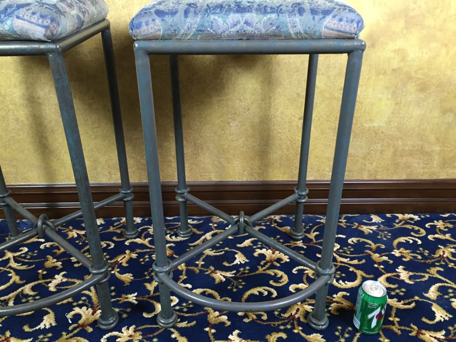 Set Of 2 Custom Wrought Iron Bar Stools With Footrest From Cassidy West (Cedros District Solana Beach) [Photo 3]
