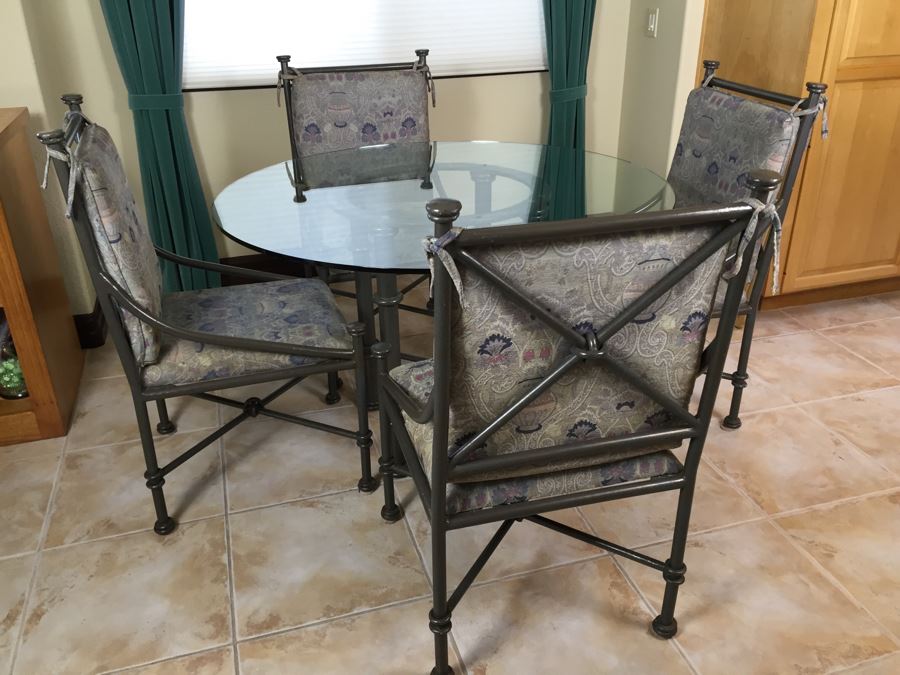 Custom Wrought Iron Dining Table With Four Wrought Iron Chairs From Cassidy West (Cedros District Solana Beach)