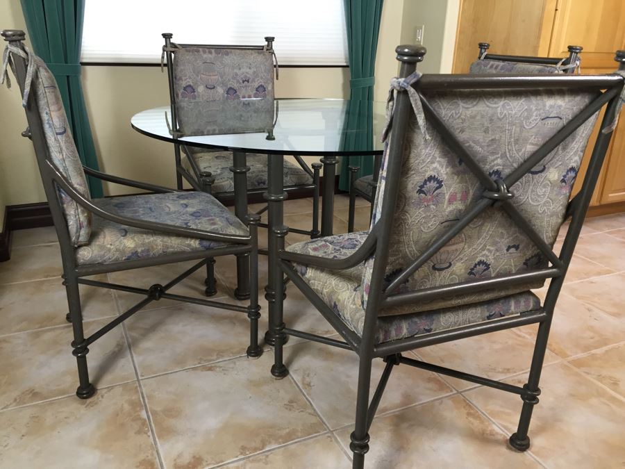 Custom Wrought Iron Dining Table With Four Wrought Iron Chairs From ...