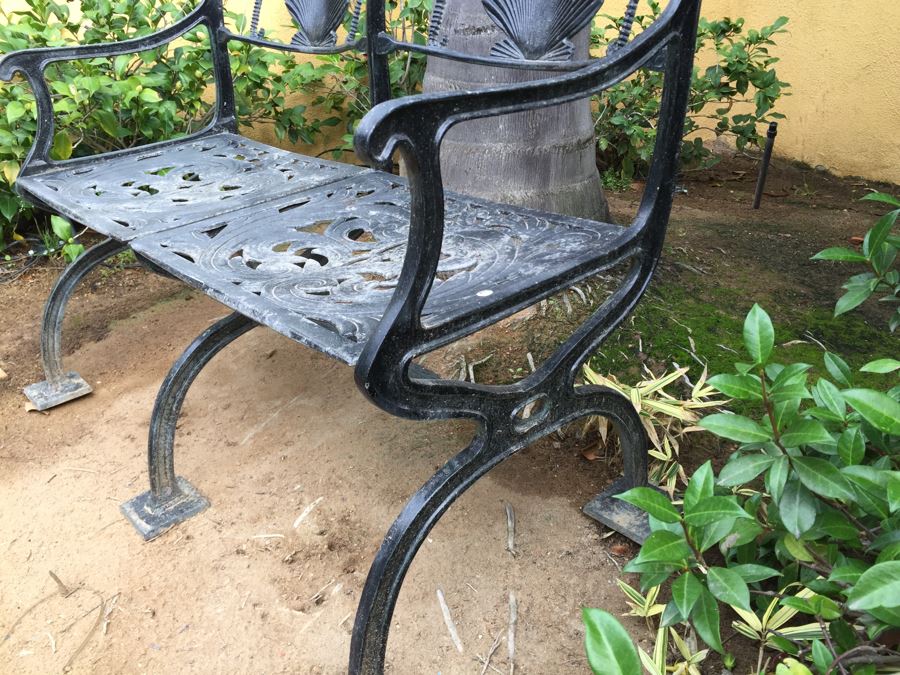 Outdoor Metal Garden Bench With Shell And Seahorse Motif #1 [Photo 6]
