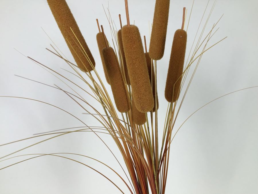 Glass Fish Vase With Artificial Cat's Tail Plants [Photo 7]