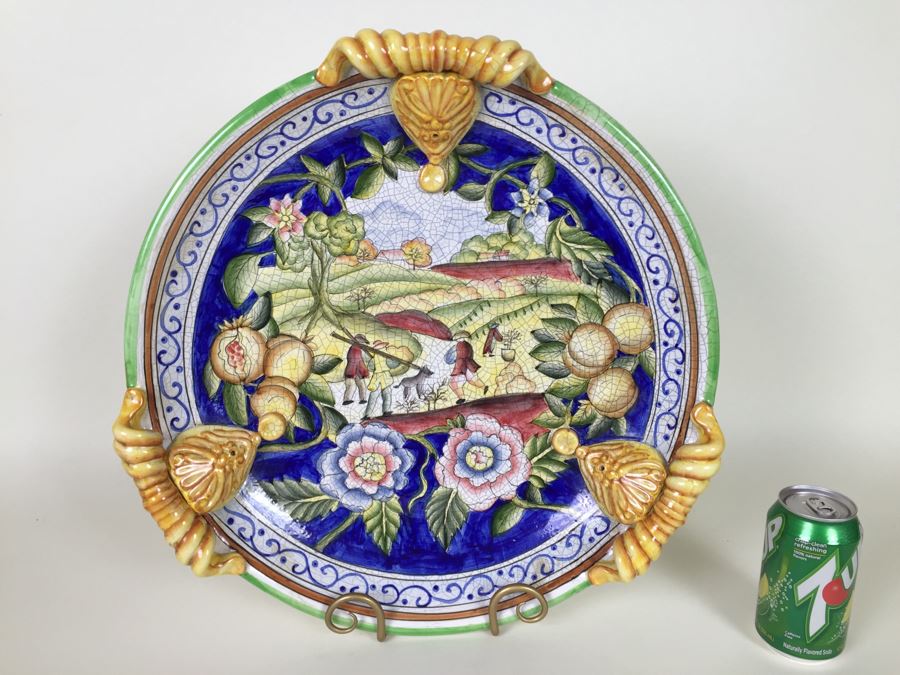 Large Decorative Italian Style Plate With Stand