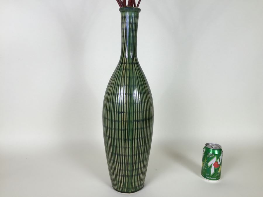 Tall Contemporary Vase With Aritificial Plants [Photo 3]