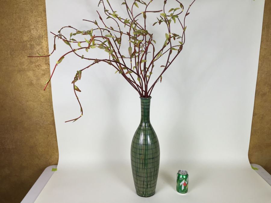 Tall Contemporary Vase With Aritificial Plants [Photo 1]