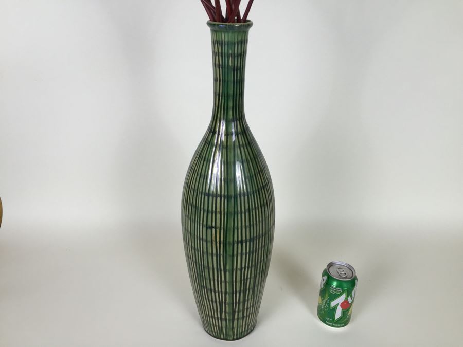 Tall Contemporary Vase With Aritificial Plants [Photo 2]