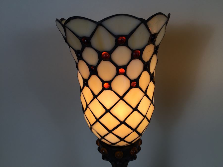 Nice Pair Of Contempary Stained Glass Table Lamps [Photo 4]