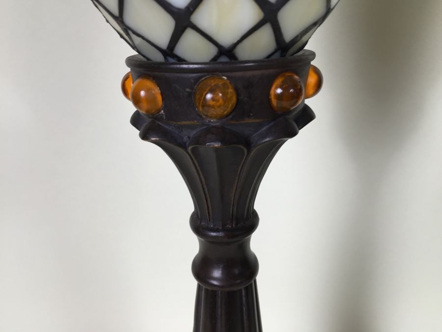 Nice Pair Of Contempary Stained Glass Table Lamps [Photo 3]