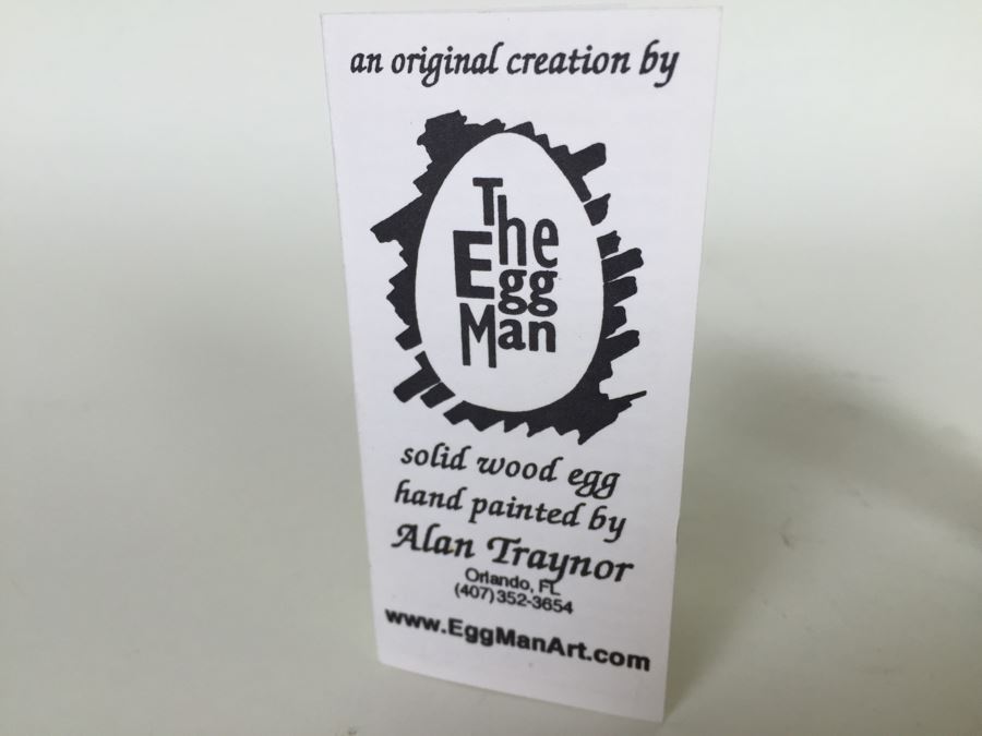 The Egg Man Solid Wood Egg Hand Painted By Alan Traynor With Stand [Photo 7]