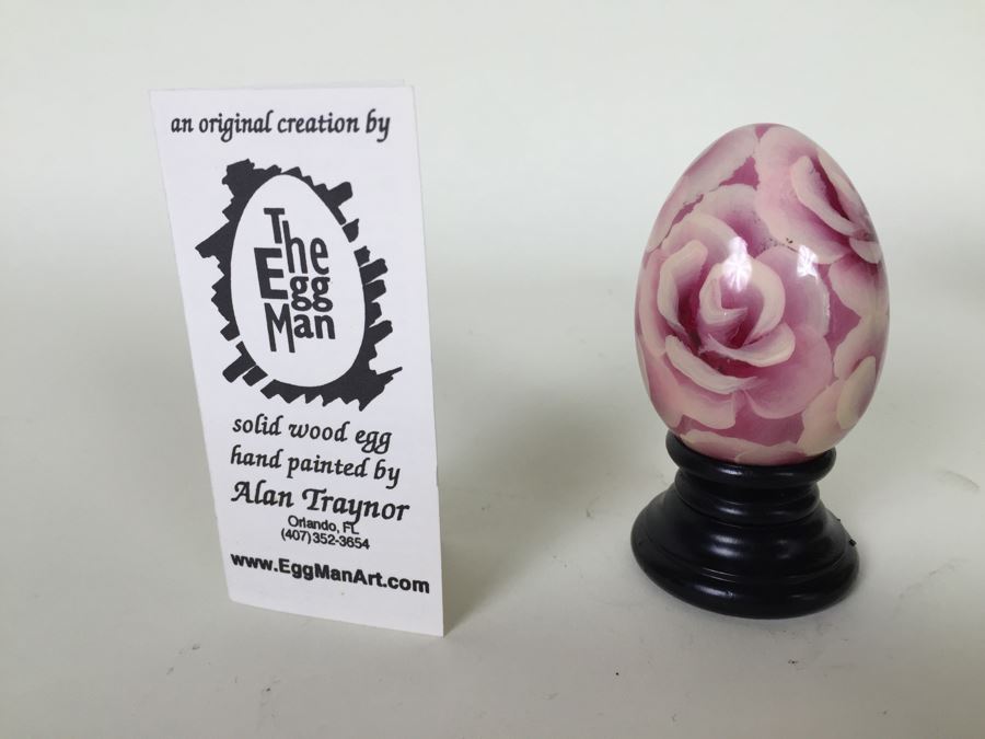 The Egg Man Solid Wood Egg Hand Painted By Alan Traynor With Stand [Photo 2]