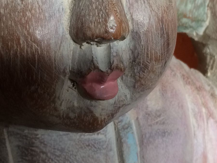 Large Hand Carved Wooden Asian Figure Carrying Two Buckets with Turtles - 21' Tall [Photo 3]