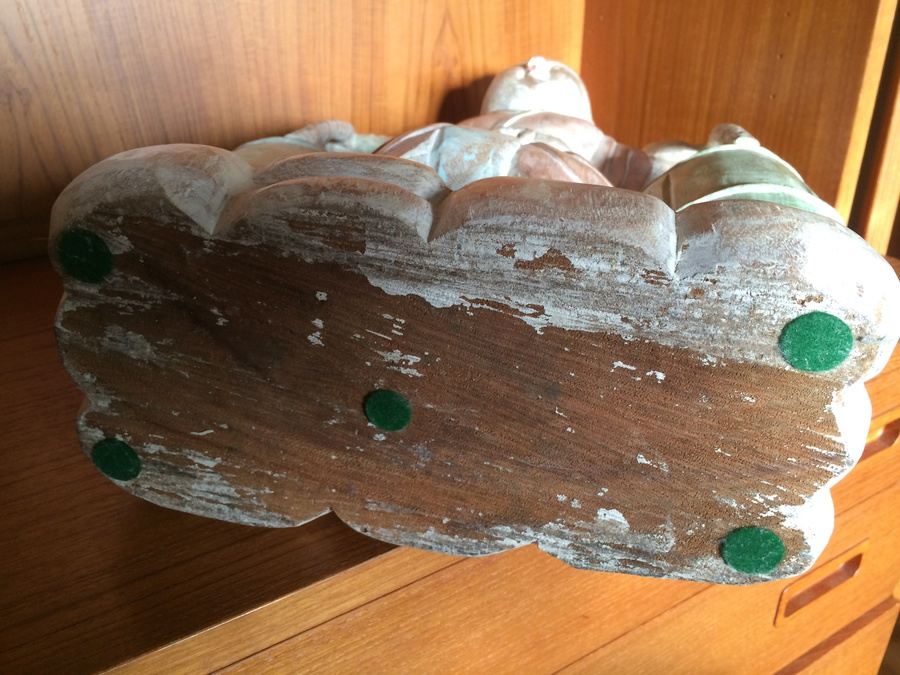 Large Hand Carved Wooden Asian Figure Carrying Two Buckets with Turtles - 21' Tall [Photo 11]