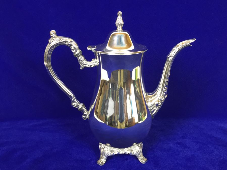 ONEIDA Silverplate Footed Coffee Pot With Creamer, Sugar And Serving Tray [Photo 2]