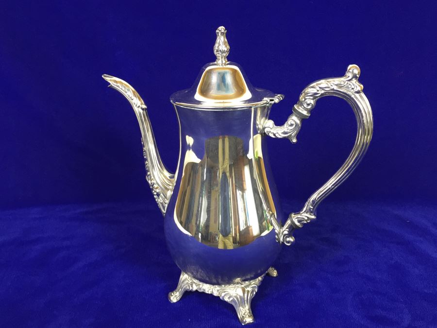 ONEIDA Silverplate Footed Coffee Pot With Creamer, Sugar And Serving Tray [Photo 8]