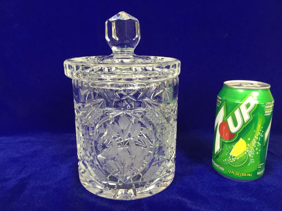 Cut Crystal Candy Bowl Jar With Lid