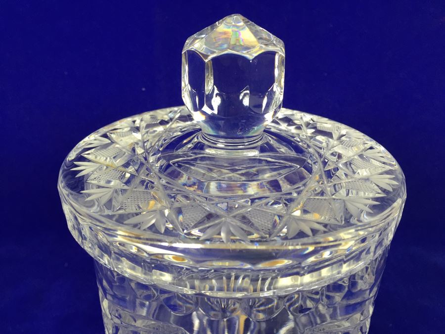 Cut Crystal Candy Bowl Jar With Lid