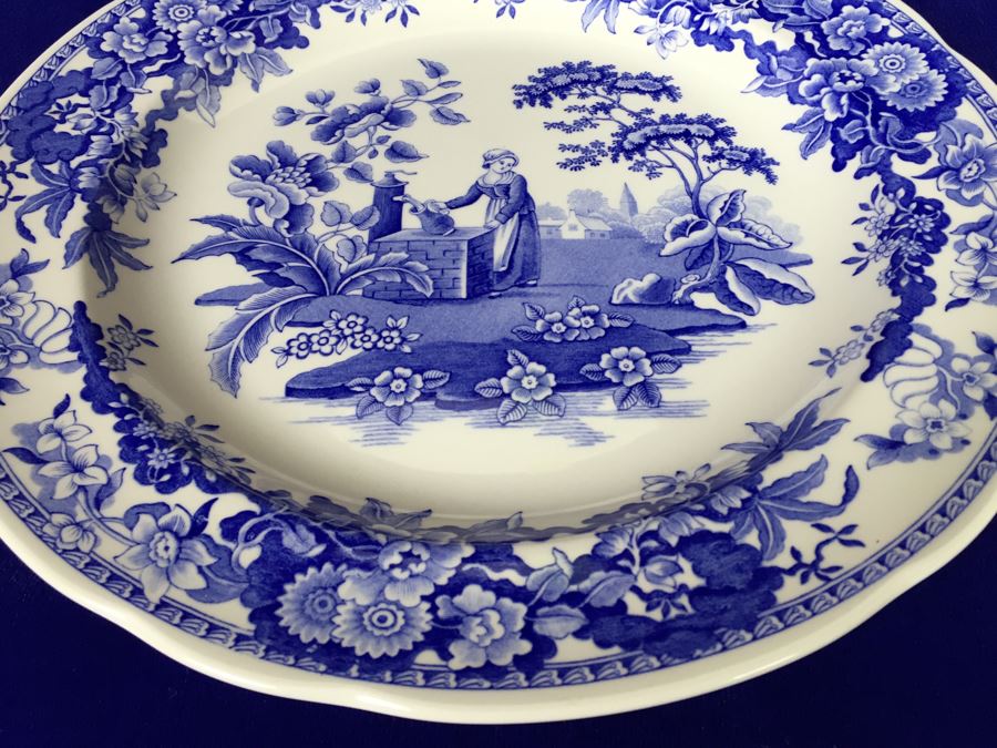 The Spode Blue Room Collection Plate Girl At Well Spode England [Photo 4]