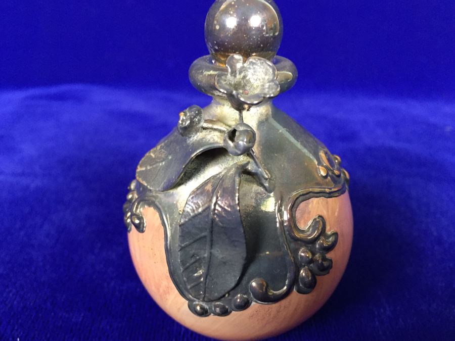 Stunning Blown Glass Perfume Bottle With Sterling Silver Overlay [Photo 5]