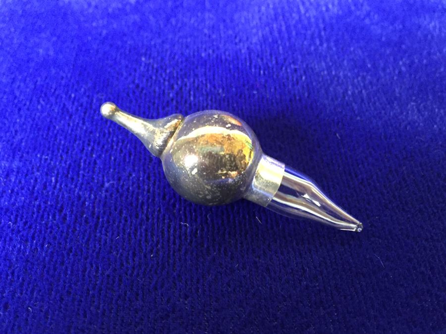 Stunning Blown Glass Perfume Bottle With Sterling Silver Overlay [Photo 11]