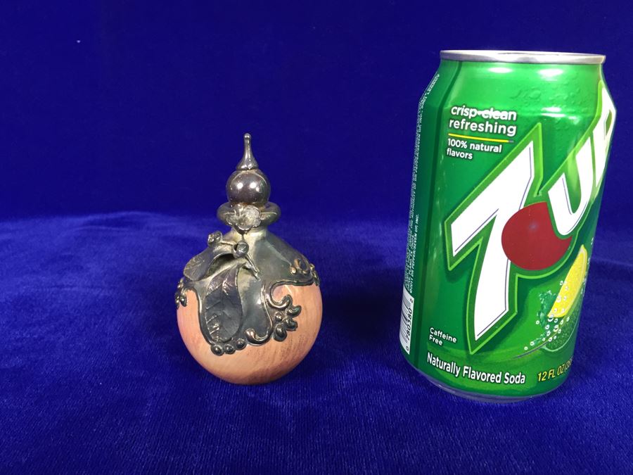 Stunning Blown Glass Perfume Bottle With Sterling Silver Overlay [Photo 4]