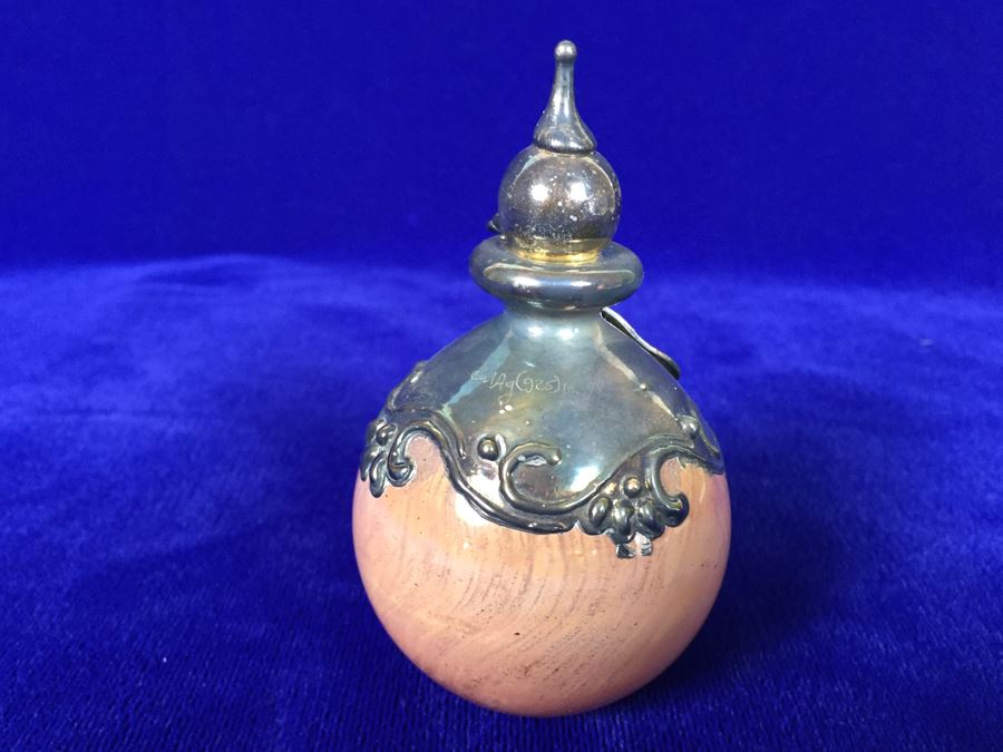 Stunning Blown Glass Perfume Bottle With Sterling Silver Overlay [Photo 9]