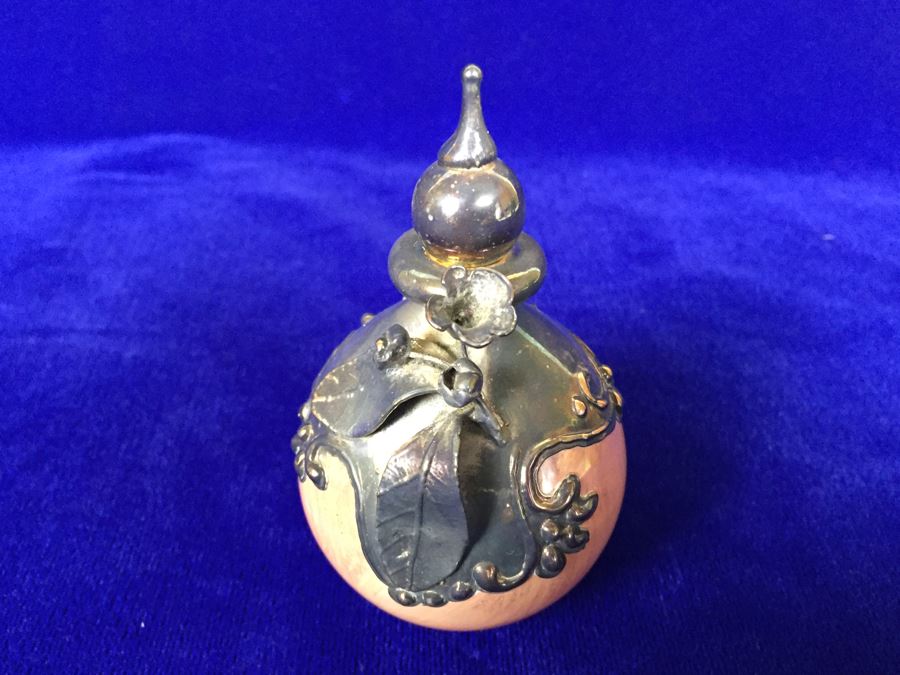 Stunning Blown Glass Perfume Bottle With Sterling Silver Overlay [Photo 6]