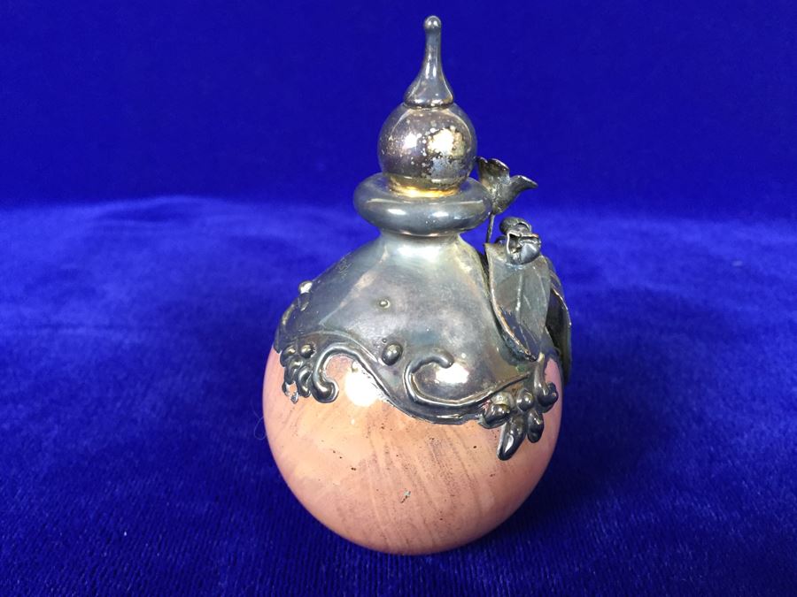 Stunning Blown Glass Perfume Bottle With Sterling Silver Overlay [Photo 8]