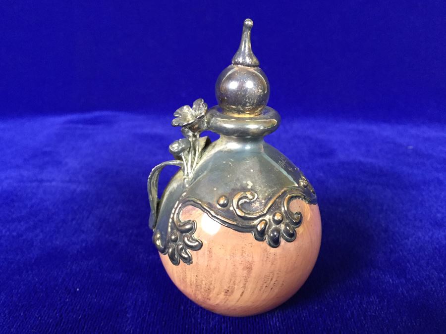 Stunning Blown Glass Perfume Bottle With Sterling Silver Overlay [Photo 10]