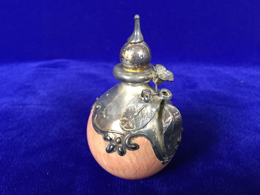 Stunning Blown Glass Perfume Bottle With Sterling Silver Overlay [Photo 7]
