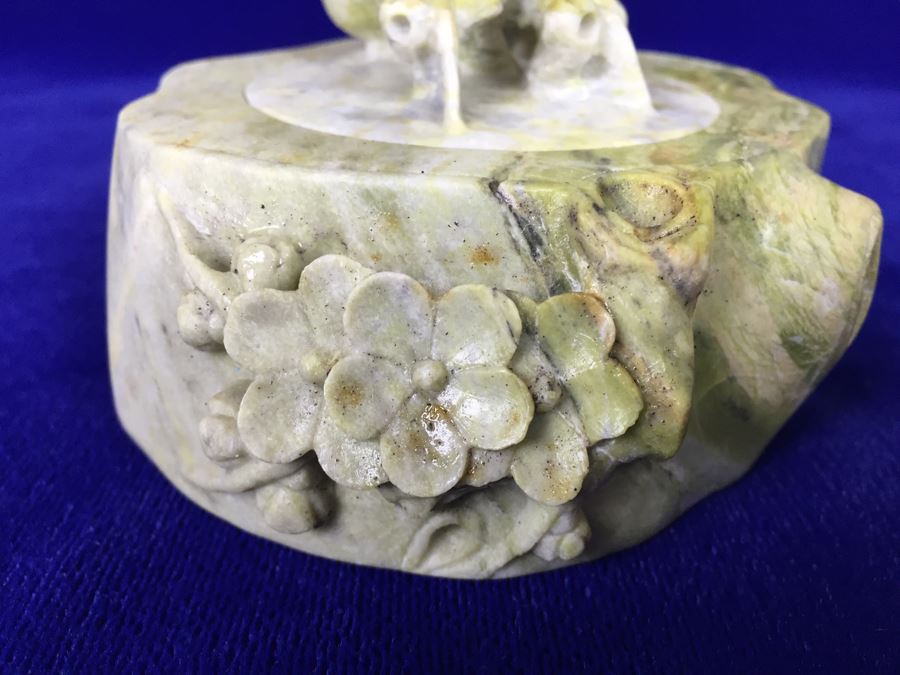 Carved Stone Trinket Box With Bird And Floral Motif [Photo 6]