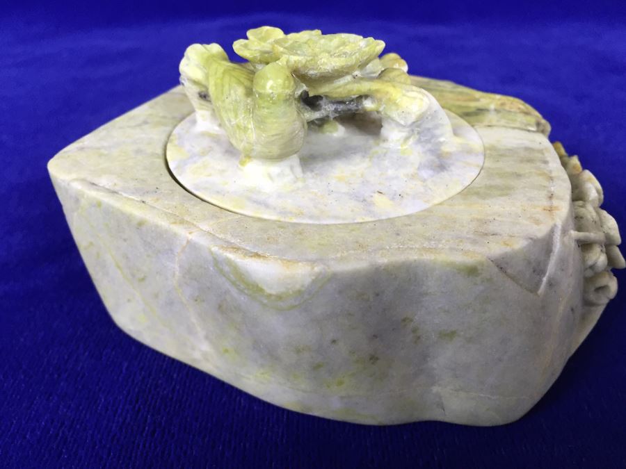 Carved Stone Trinket Box With Bird And Floral Motif [Photo 13]