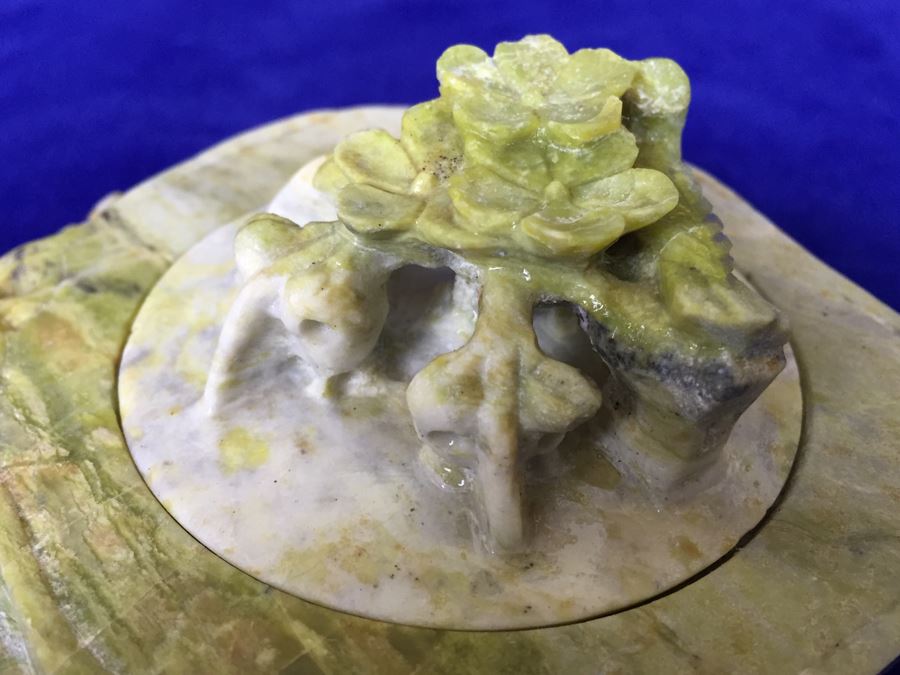 Carved Stone Trinket Box With Bird And Floral Motif [Photo 11]