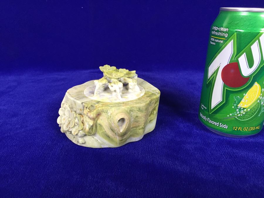 Carved Stone Trinket Box With Bird And Floral Motif [Photo 5]
