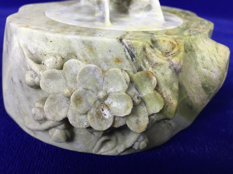 Carved Stone Trinket Box With Bird And Floral Motif [Photo 15]