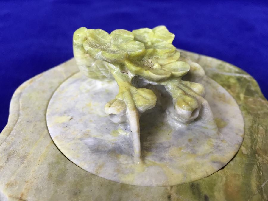 Carved Stone Trinket Box With Bird And Floral Motif [Photo 16]