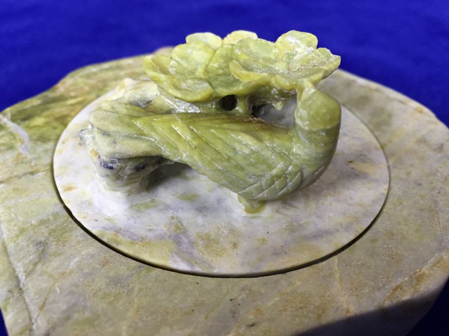 Carved Stone Trinket Box With Bird And Floral Motif [Photo 12]