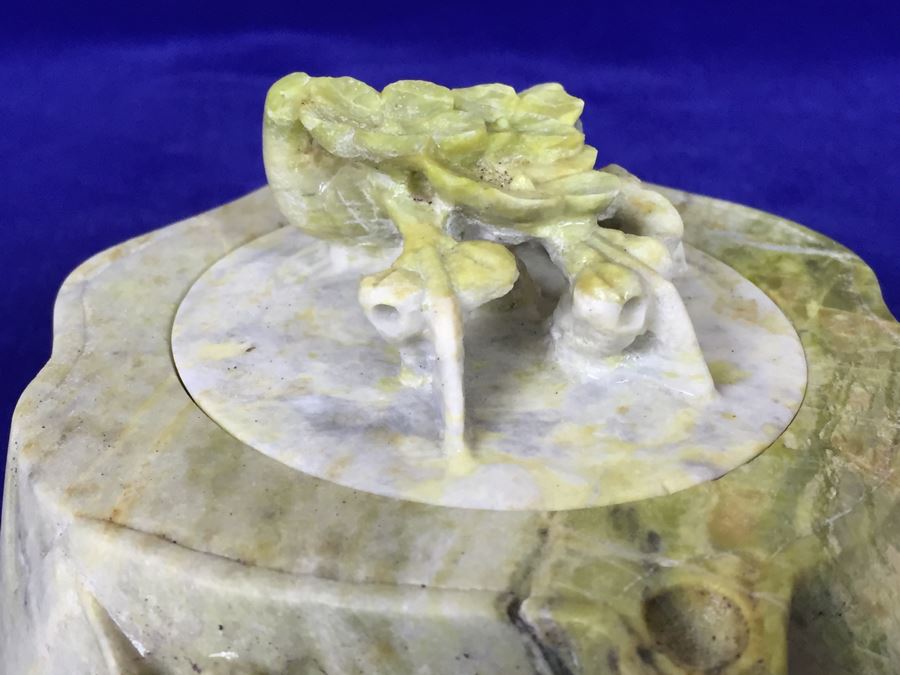 Carved Stone Trinket Box With Bird And Floral Motif [Photo 8]