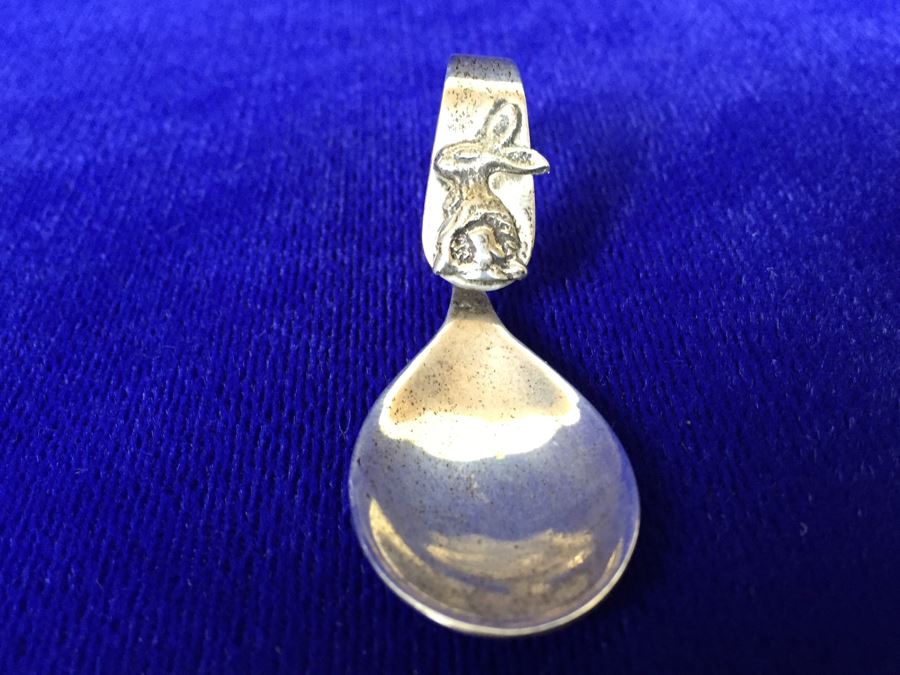 Small Sterling Silver Spoon With Rabbit On Handle