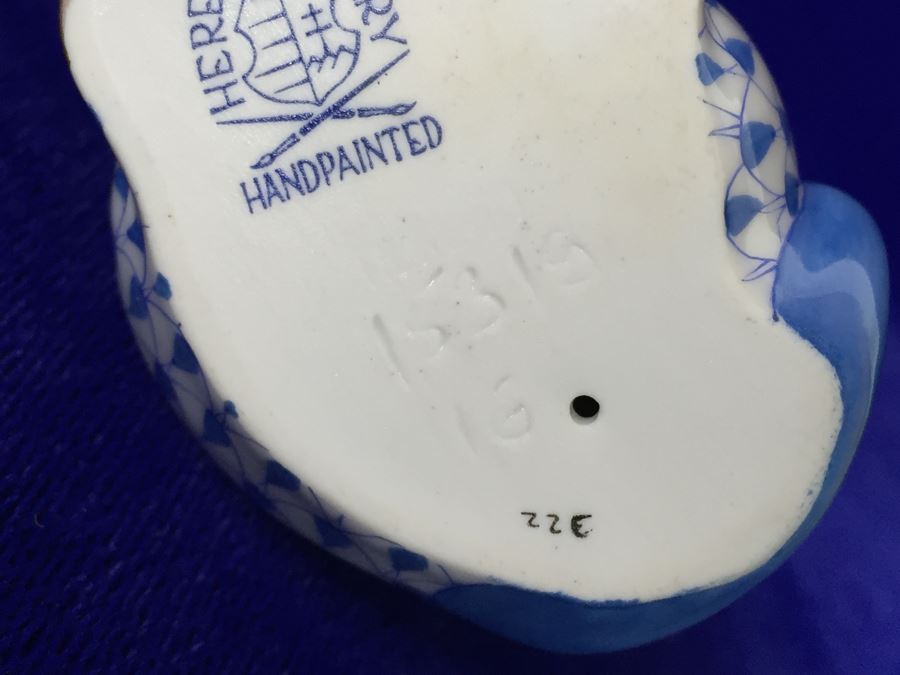 Herend Hvngary Handpainted 24 Karat Gold Blue Cat Figurine - Made in Hungary [Photo 13]