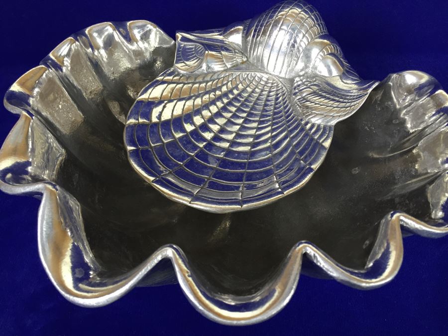 ARTHUR COURT DESIGNS 1981 Sea Shell Clam Hinged Serving Bowl Chip And Dip Dish [Photo 9]