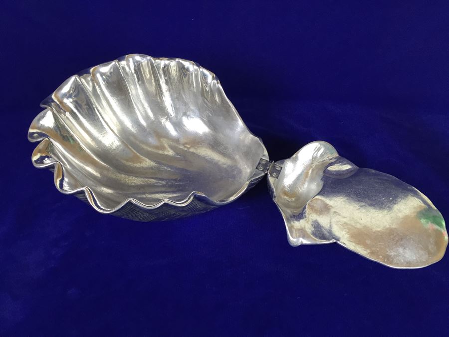 ARTHUR COURT DESIGNS 1981 Sea Shell Clam Hinged Serving Bowl Chip And Dip Dish [Photo 2]