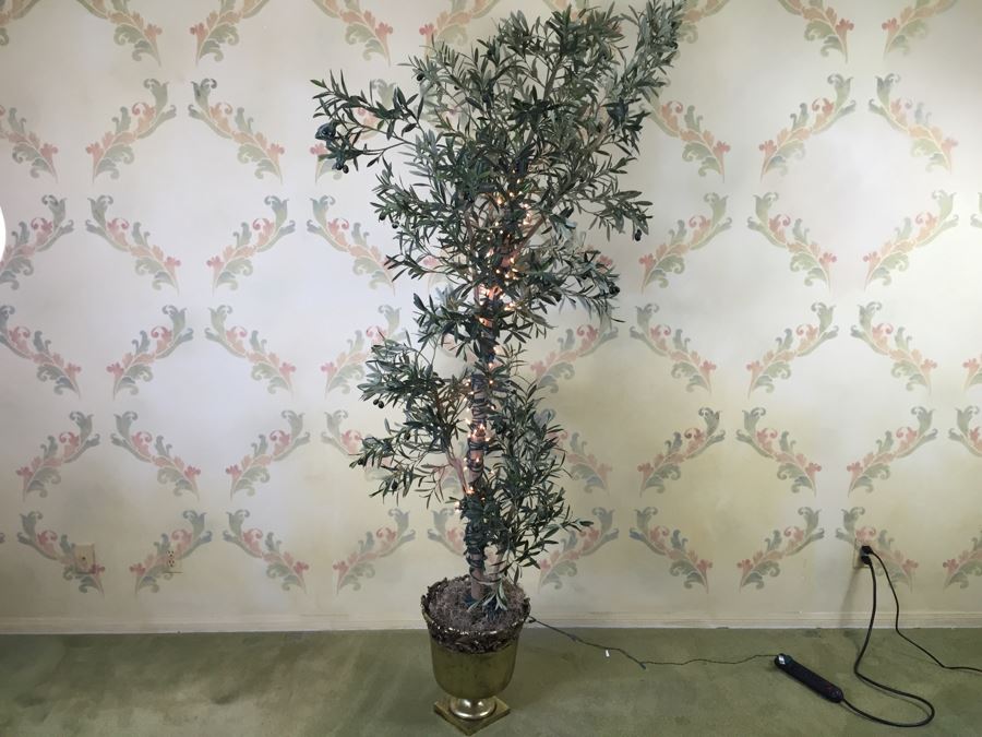 Artificial Olive Tree With Footed Pot And Lights [Photo 3]